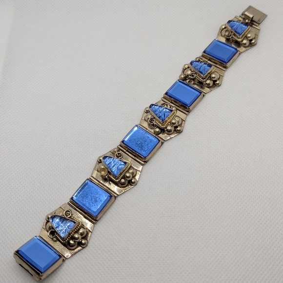 Blue and Silver Geometric Bracelet - Picture 2 of 5